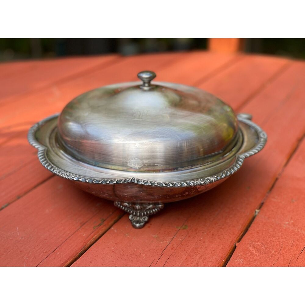 Vintage Silverplate Serving Dish | Divided Relish Tray Mid Century Elegant Bowl
